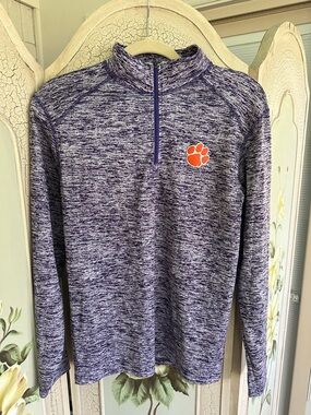 Heathered Purple Quarter-Zip Pullover with Clemson Logo